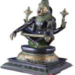 Brass Yog Narasimha Swamy Statue 11" | Unique Black Green Antique Finish | 6 kg Handcrafted Sculpture | 8" Width, 6" Depth | Yoga Narasimha Temple Inspired